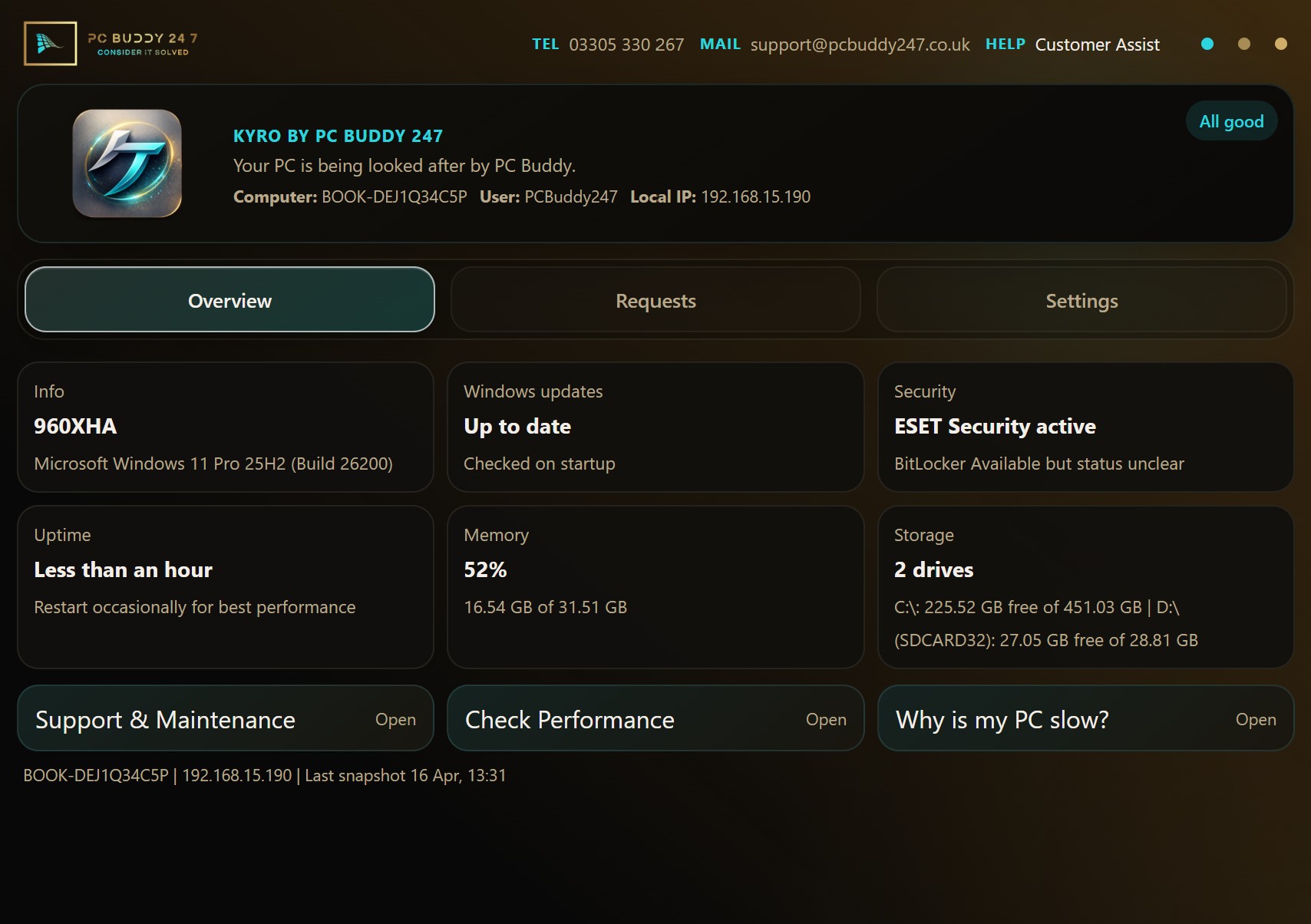 Kyro by PC Buddy app screenshot